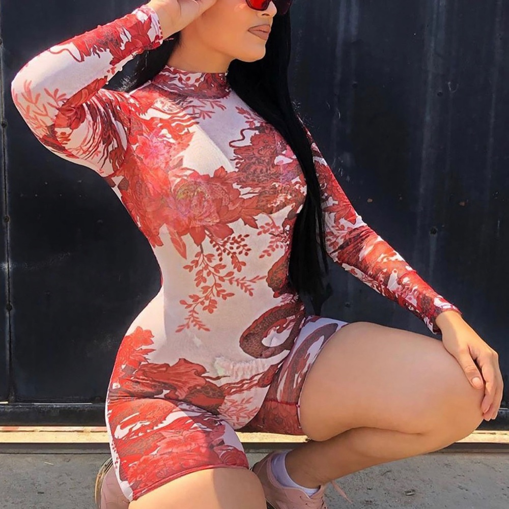 Fashion Nova “Dragon Babe Mesh Romper”